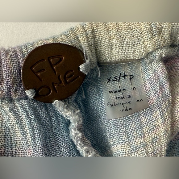 Free People Ruffled Frayed Pastel Plaid Pull On Pants Size XS Mermaid Whimsical - Picture 3 of 10